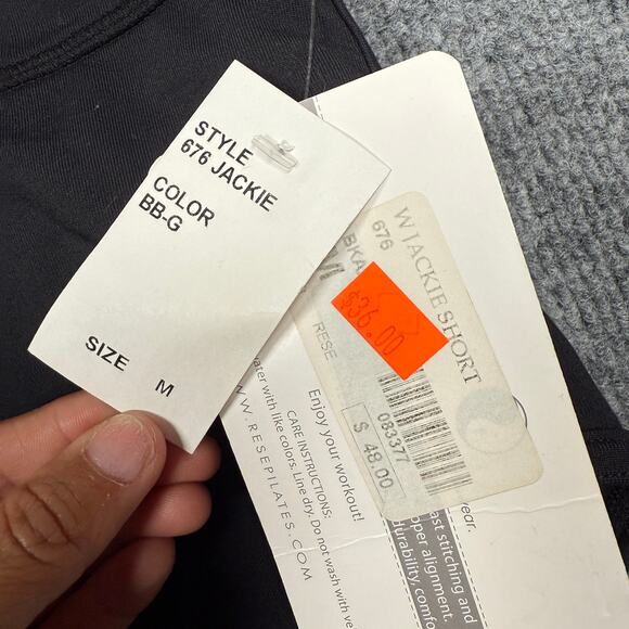 New Rese Womens Size Medium Jackie  Brief Lined Shorts Black Running Activewear - Picture 6 of 8